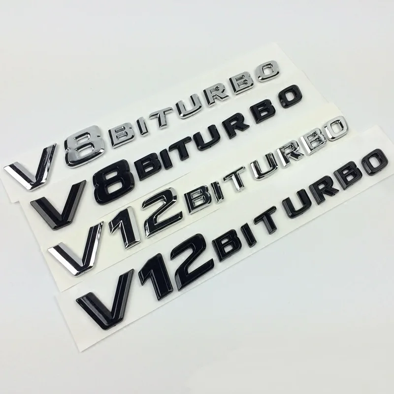 V8 V12 Biturbo эмблема значок наклейка 3D Автомобильная логотип для Benz BMW VW Hyundai Mazda Opel Skoda