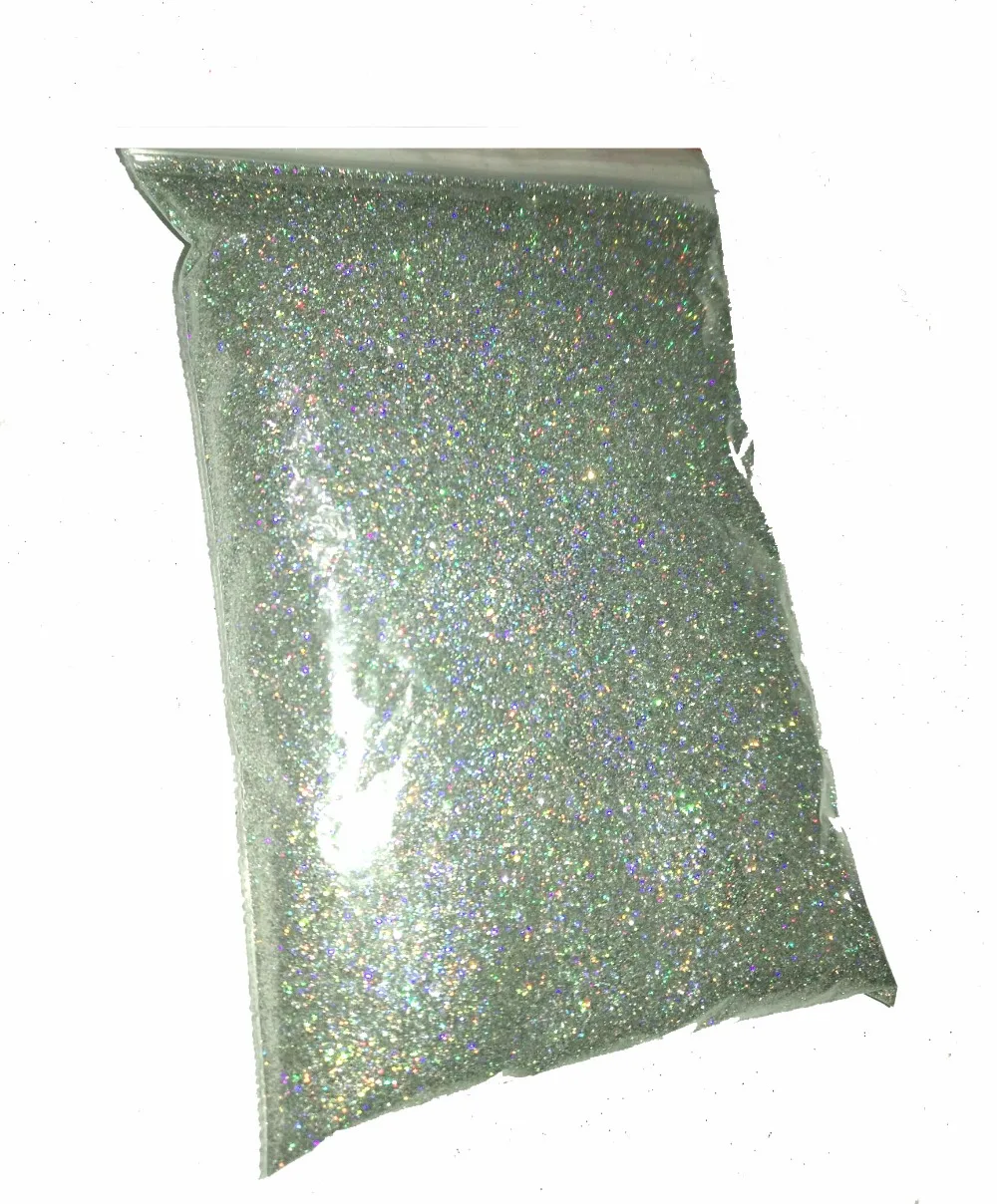 Серебряный красочный лазерный голографический 0 2 мм 1/128 Тонкий блестящий порошок