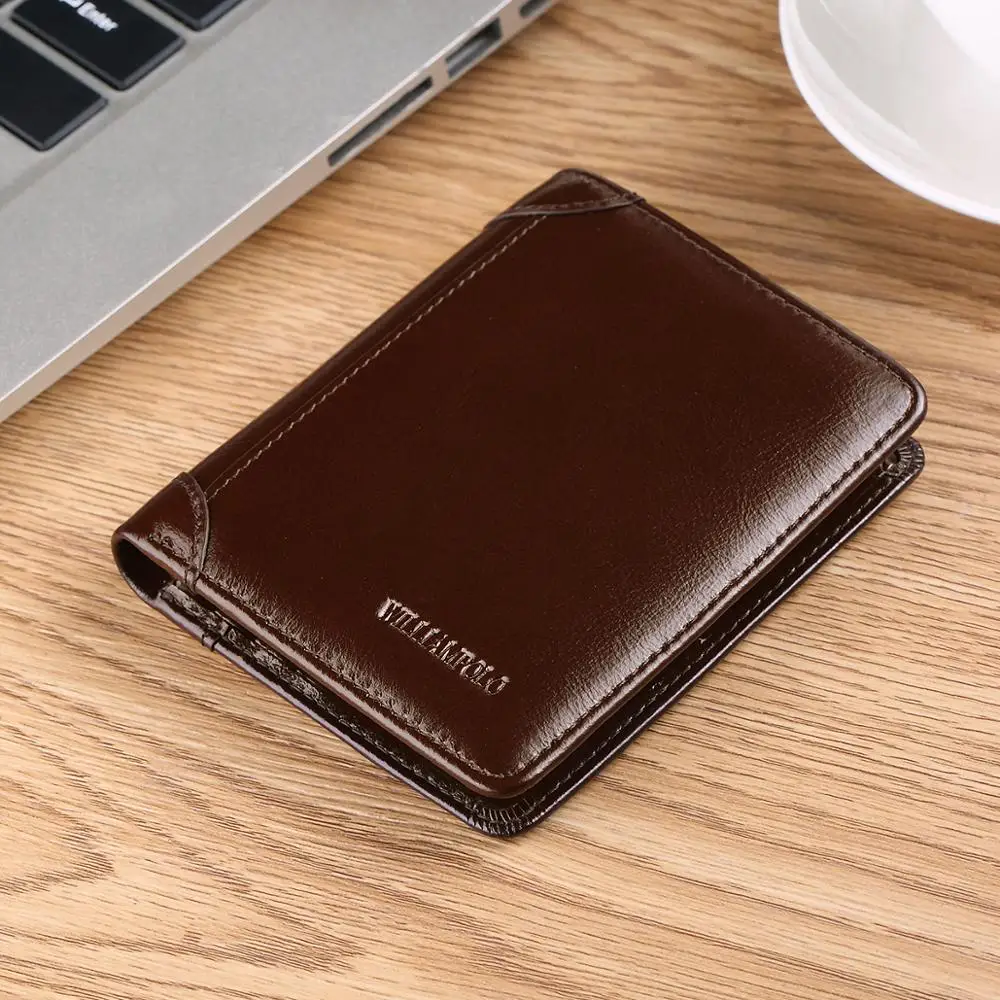 

WilliamPOLO Brand Wallet Men's Genuine Leather clutch bag Slim Short Purse ID Cards Holder Ultrathin Photo Window Cash Pocket