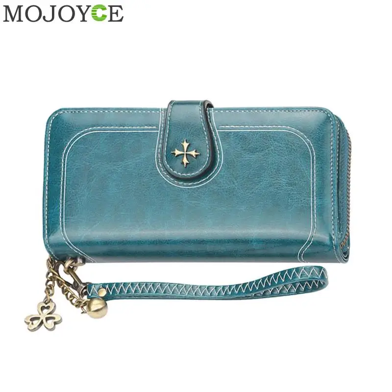 Blue Женские кошельки большой емкости, женские кошельки из спилка, длинный клатч, Дамский кошелек на молнии, кошелек для денег, кошелек для телефона, держатель для карт - Цвет: Blue