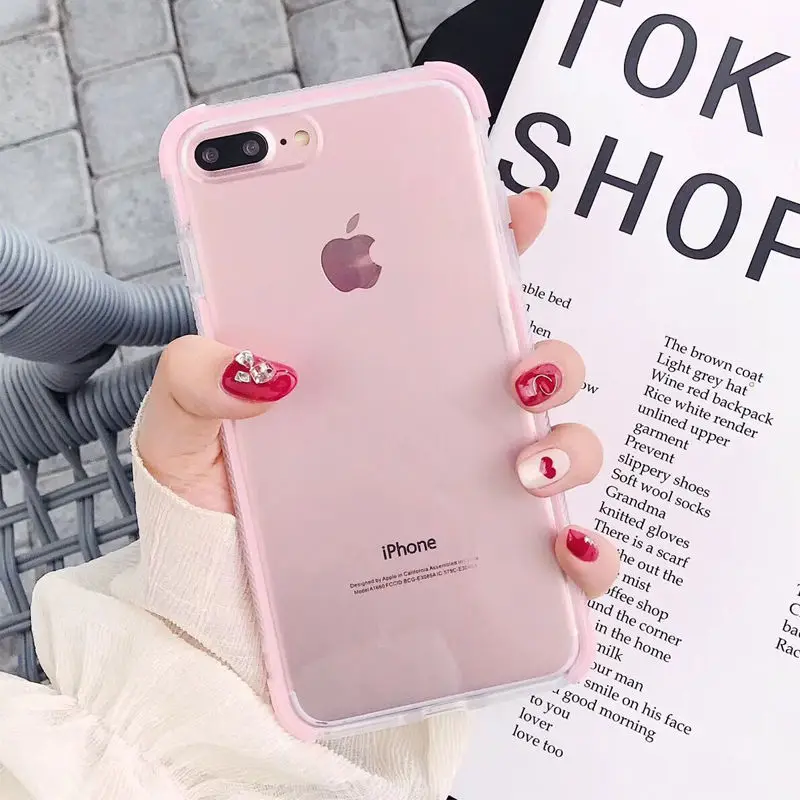 Pink case Блестящий блестящий порошок Алмазный чехол для телефона для iPhone X XR XS Max 8 7 Plus 6 6splus прозрачный мягкий противоударный чехол - Цвет: Pink case