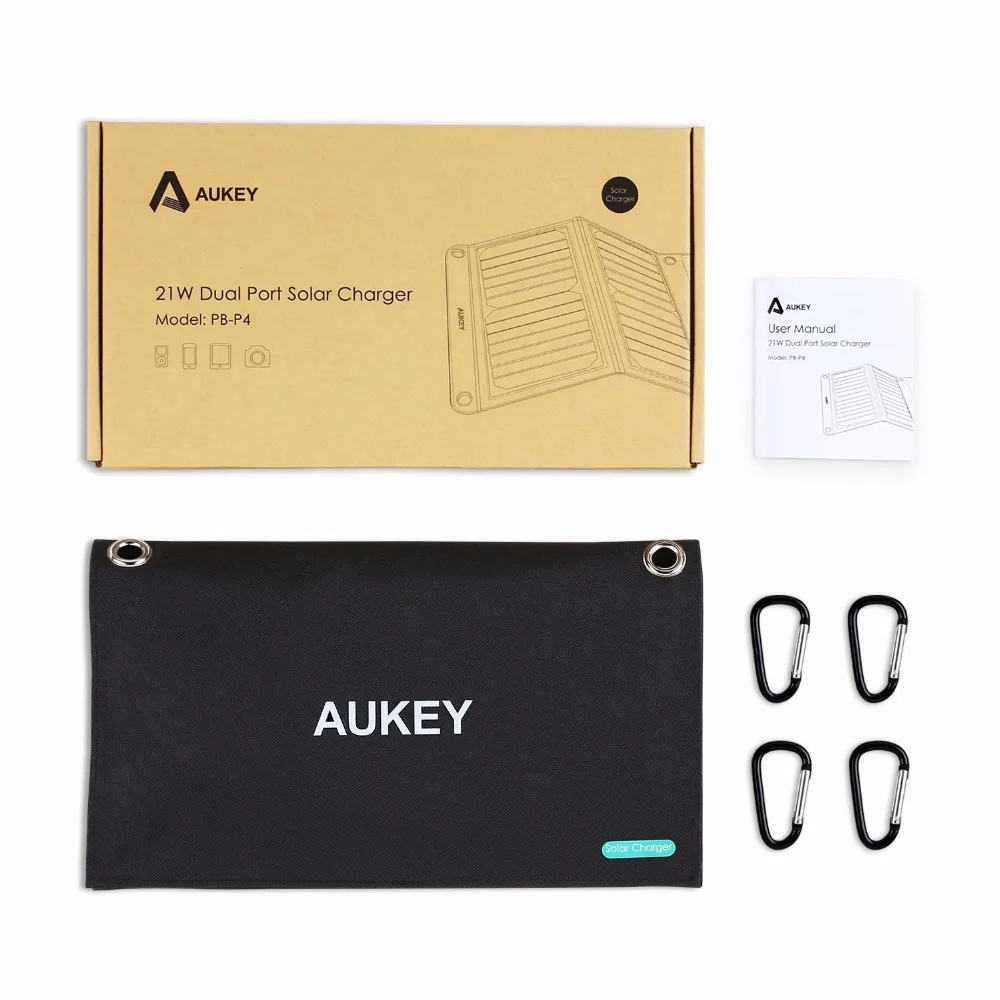 AUKEY солнечное зарядное устройство 21 Вт панели солнечные с Dual USB портативный