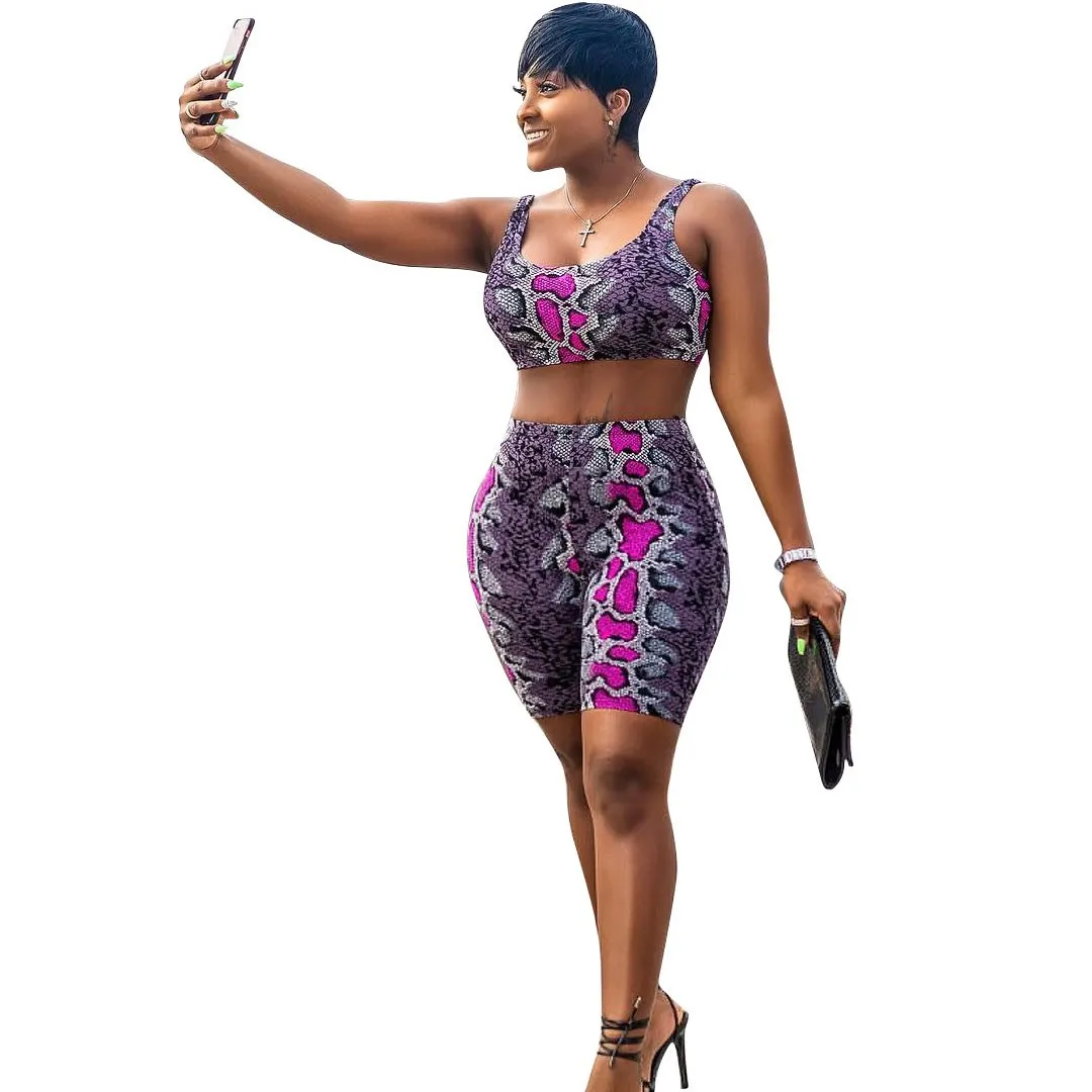 Женский комплект из 2 предметов с леопардовым принтом облегающий топ и шорты