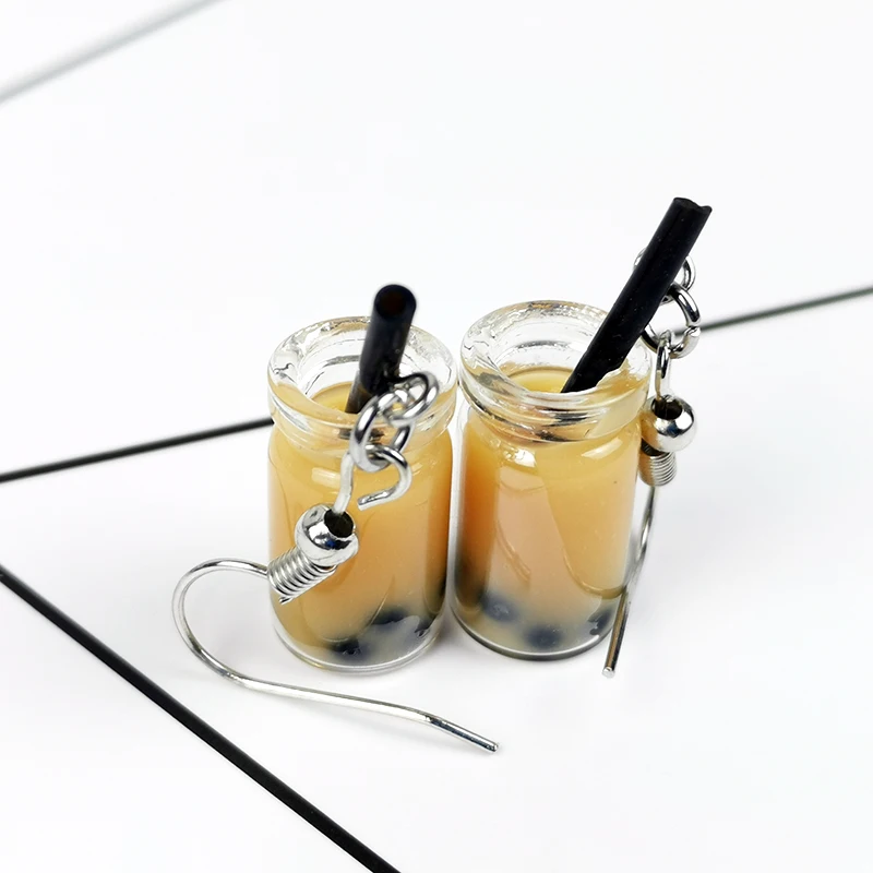 Модные летние женские серьги стеклянные чашки висячие с жемчугом молочным чаем