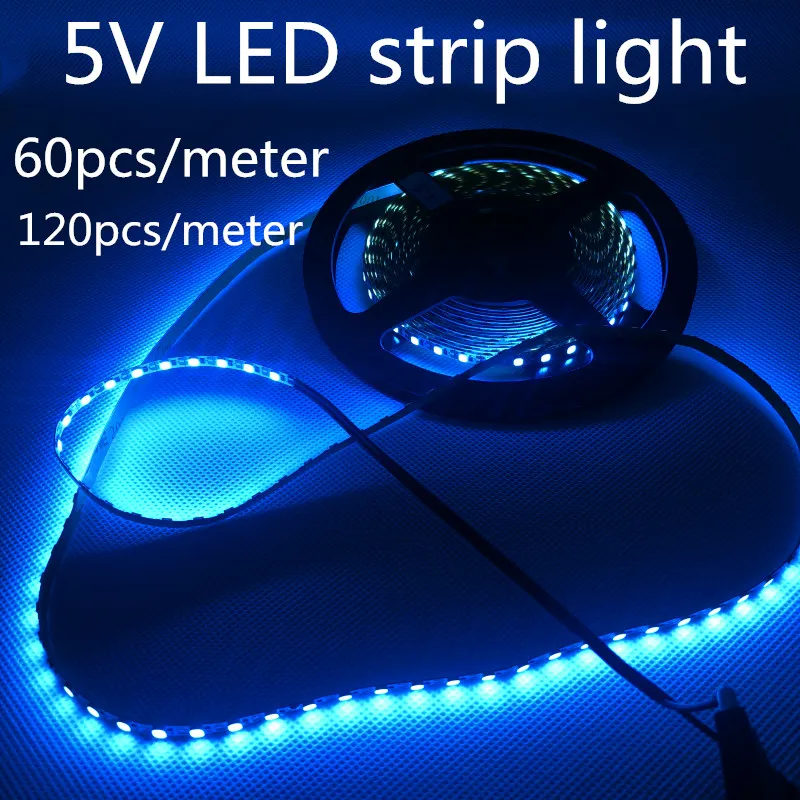 

LED 5 V полосы света 5 V 120 шт./м 5 мм PCBboard High Lumen 5 V полосы света белый/ ледниково-синий/зеленый/розовый полосы света 60 шт./м