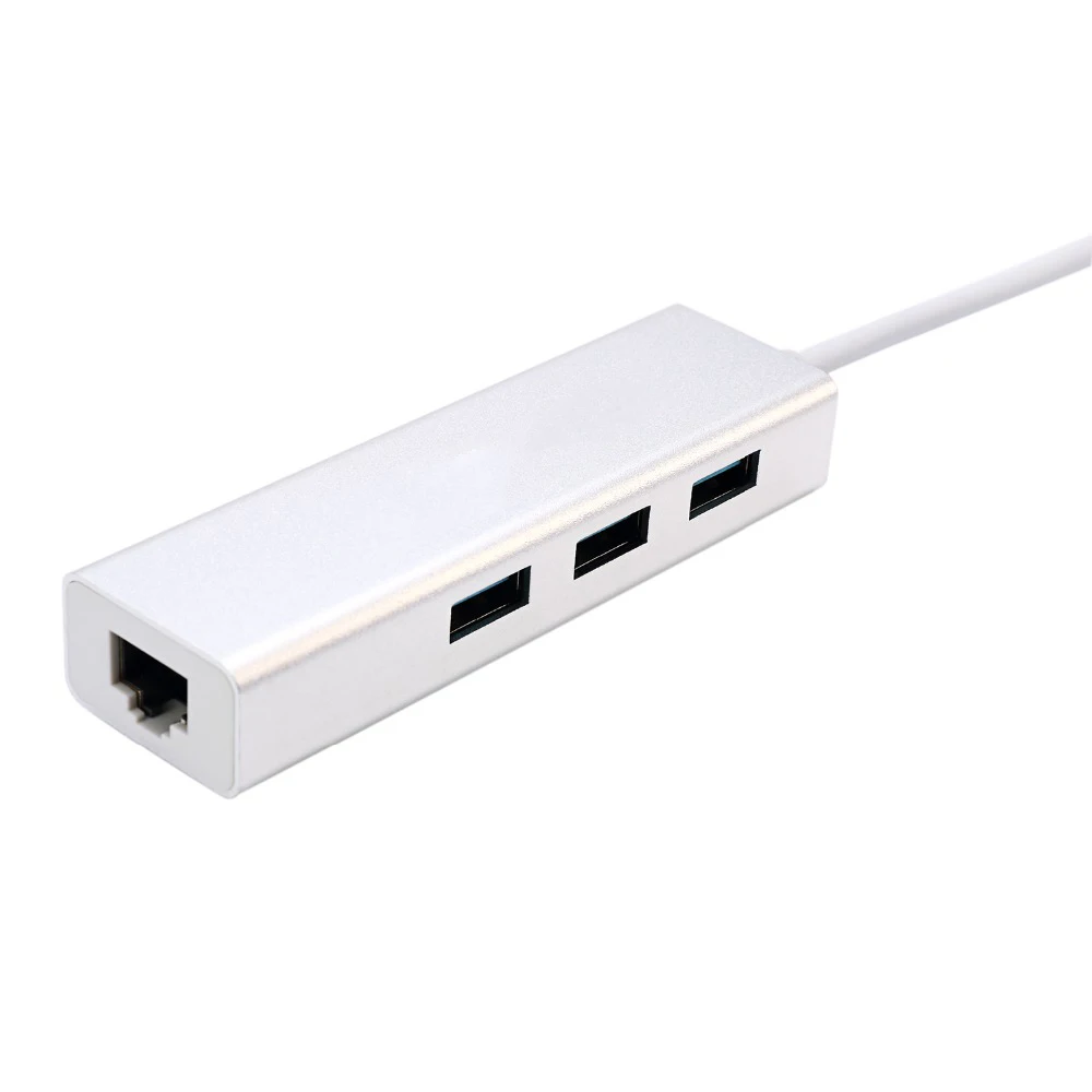 Высокоскоростной сетевой адаптер с Type C на гигабитный Ethernet LAN RJ45 3 порта USB 0 для