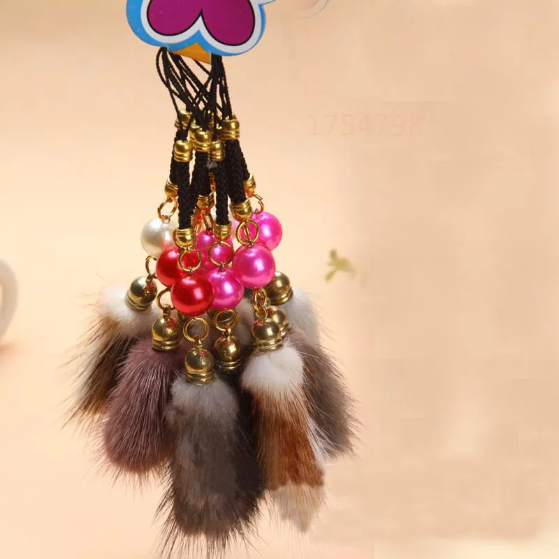 Новинка высокое качество красочный брелок для автомобиля с хвостом из меха норки
