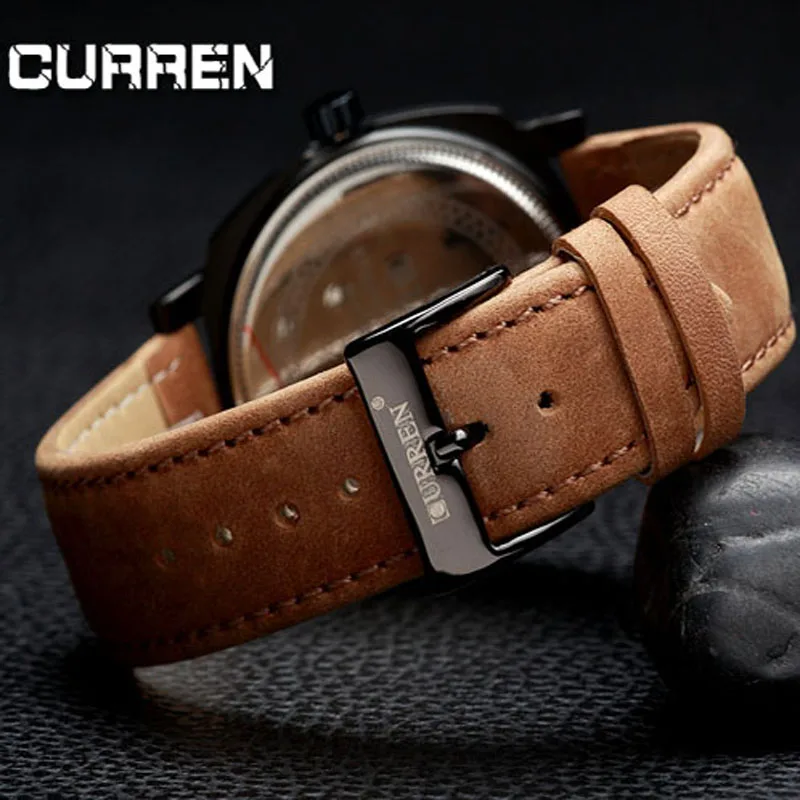 Curren 8139 Элитный бренд Для мужчин кварцевые часы кожаный ремешок Часы Открытый