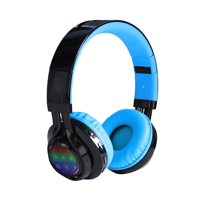 Светящиеся стерео шлем Аудио Bluetooth наушники Беспроводная большая гарнитура спортивные наушники микрофон светодиодный светильник TF FM для ПК телефона