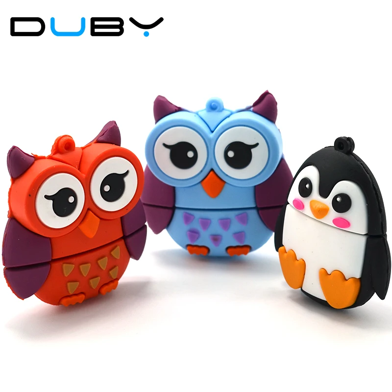 DUBY милый флеш накопитель с рисунком пингвина совы лисы 4GB/8GB/16GB/32gb/64GB животных U