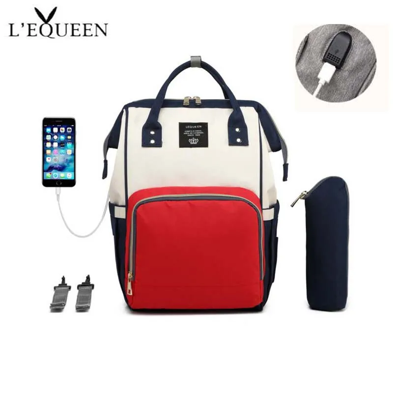 LEQUEEN Мода USB Мама подгузник для беременных сумка большой уход дорожный рюкзак