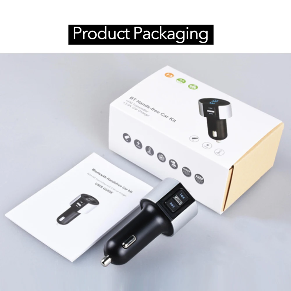 

Car MP3 Player Bluetooth Handsfree Kit FM Transmitter Cigarette Lighter Dual USB Charging Battery Voltage Detection U Disk Play