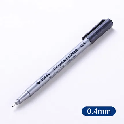 0.4mm 1 шт пигмент лайнер Pigma ручка микрон маркер для белой доски 0,05 0,1 0,2 0,3 0,4 0,5 0,6 0,8 различных наконечников, черная ручка эскизов ручки - Цвет: 0.4mm