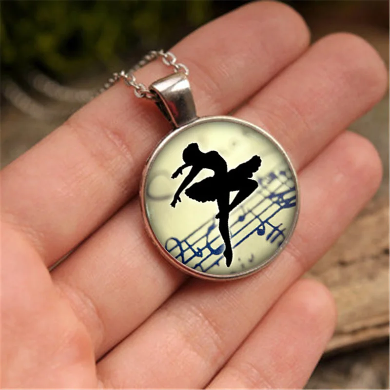 Художественный коллаж балерина стеклянный кабошон ожерелье винтажная бронзовая