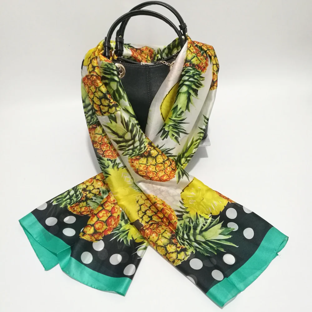 Шелковый шарф с Омбре однотонные шарфы Pineapple Foulard Hijab роскошный брендовый Bufandas на