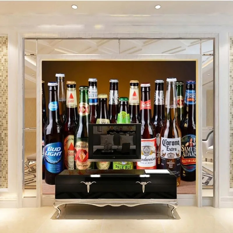 Бесплатная Доставка Пива Бутылки Вина Фон Обои стерео гостиной лобби mural высокое