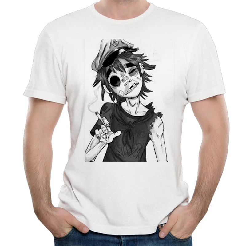 Gorillaz Для мужчин Мужская футболка 2017 аниме короткий рукав смешные футболки s Топ