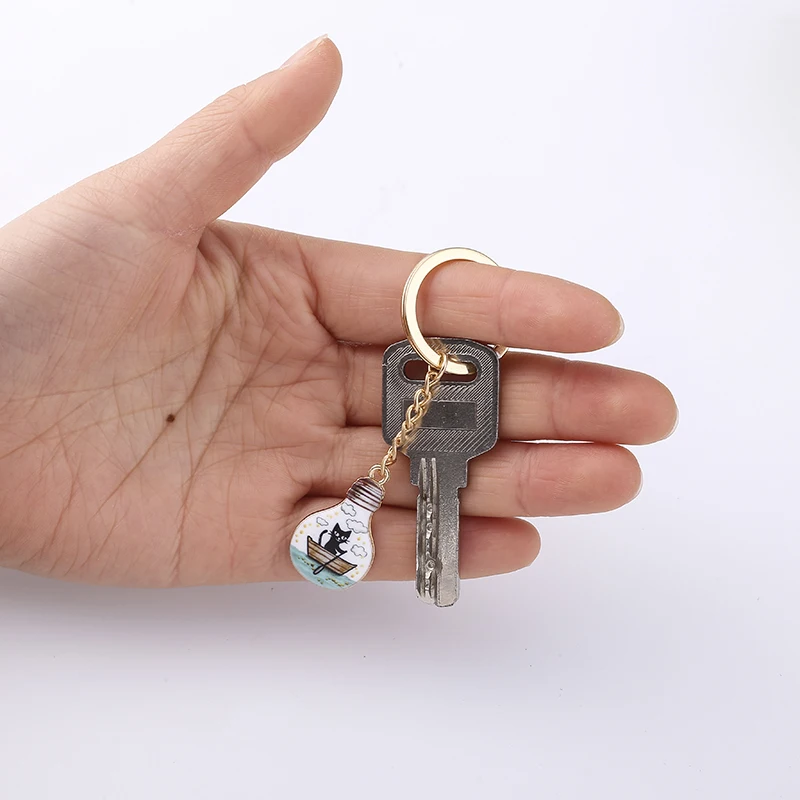 Flyingforest Men Jewelry Print Dog Cat 2019 New Fashion Keychain Black Light Bulb Cute Animal | Украшения и аксессуары