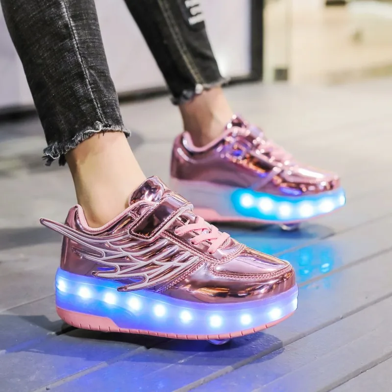 Детские кроссовки с колесиками модная обувь для роликовых коньков со