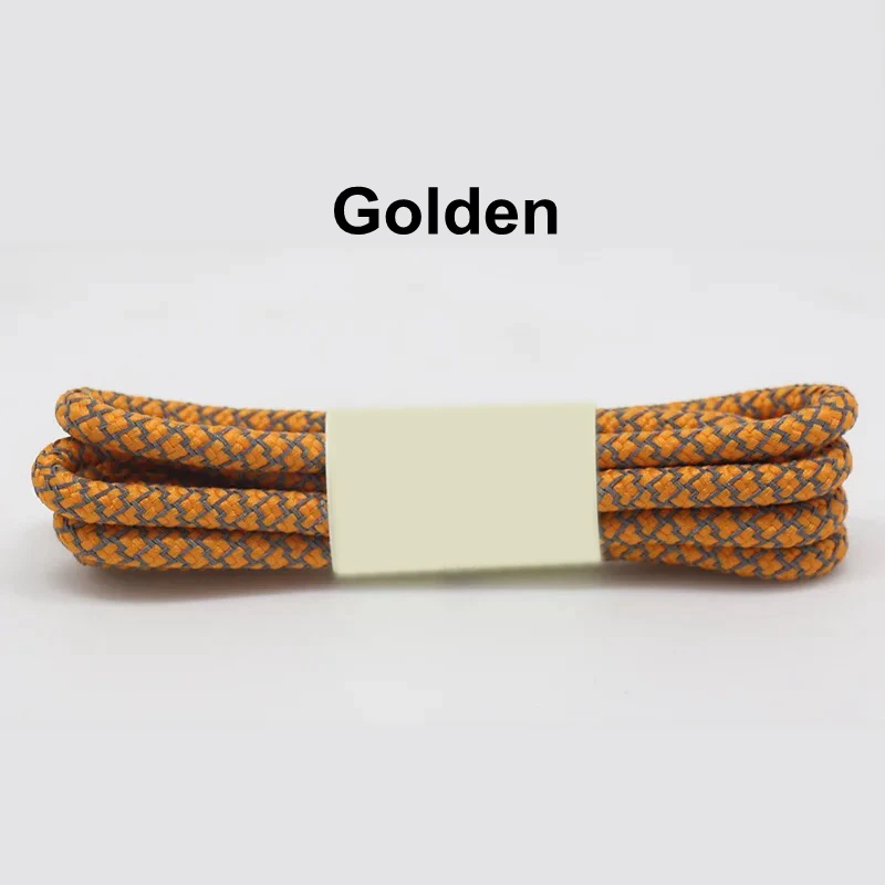 Golden 1 пара флуоресцентный кроссовки шнурки спортивные шнурки 3м Reflective круглые веревочные шнурки Длина 100/120/140/160 см шнурки Led - Цвет: Golden