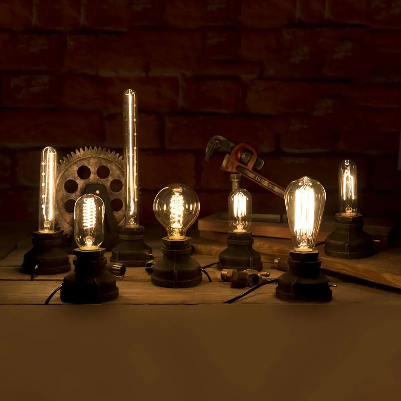 Настольная лампа в стиле ретро ночник с затемнением лампочка эдисона