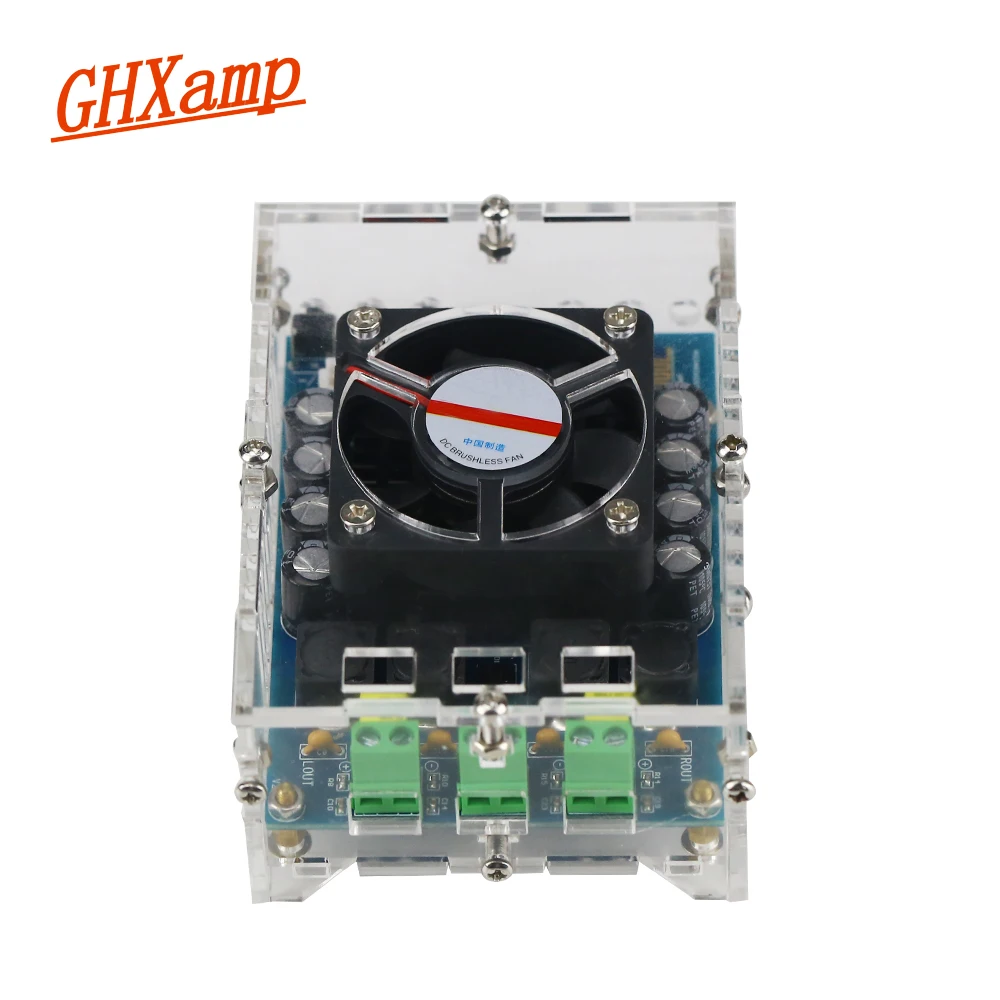 Ghxamp TDA7498 высоком Мощность цифровой Bluetooth усилитель доска Smart Fan 2*100 Вт с шасси