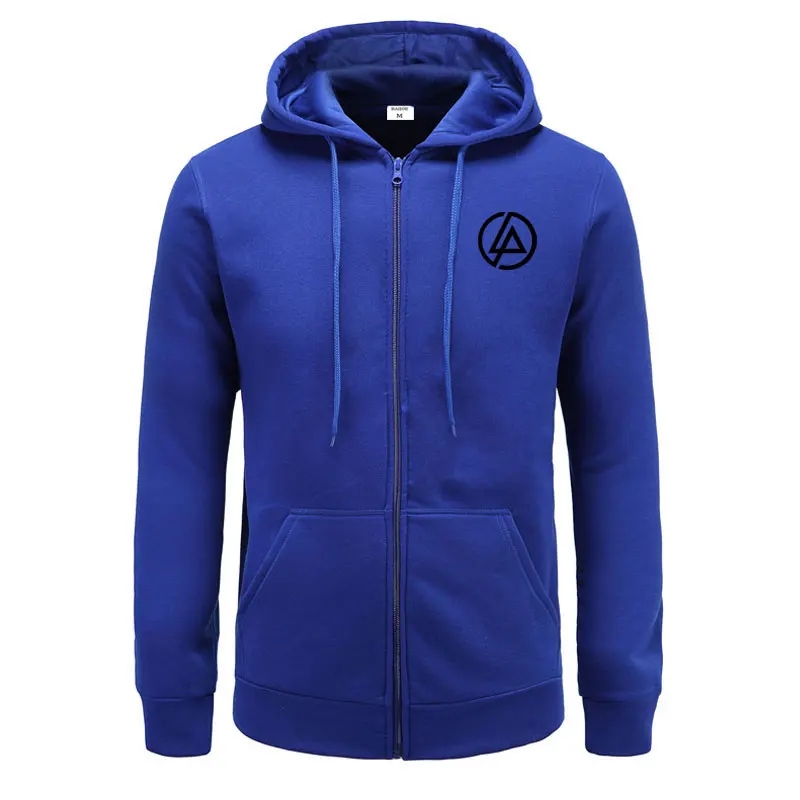blue and black BAIJOE Linkin Park, мужская толстовка с буквенным принтом в стиле хип-хоп, флисовая мужская толстовка с длинным рукавом в стиле рок, зимняя куртка с капюшоном - Цвет: blue and black