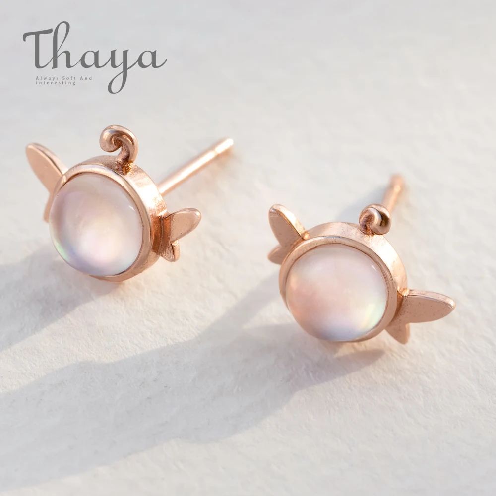 Thaya Elf серьги-гвоздики из розового золота светящиеся кристаллы драгоценный