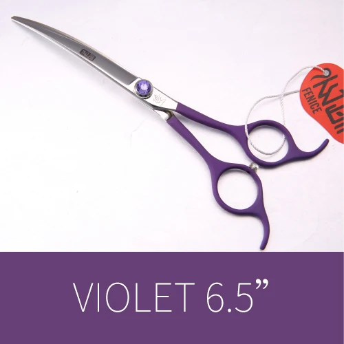 Violet Fenice в использовании профессиональное красочное 6,5 дюймов собака мелких животных собака уход за волосами изогнутые ножницы - Цвет: Violet