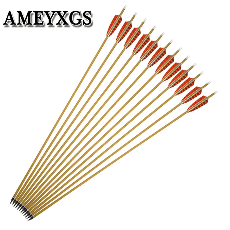 

6/12pcs 30" Spine 340 Archery Carbon Arrow Replaceable Broadheads 5" Feather For Bow Outdoor Hunting Shooting Accessories