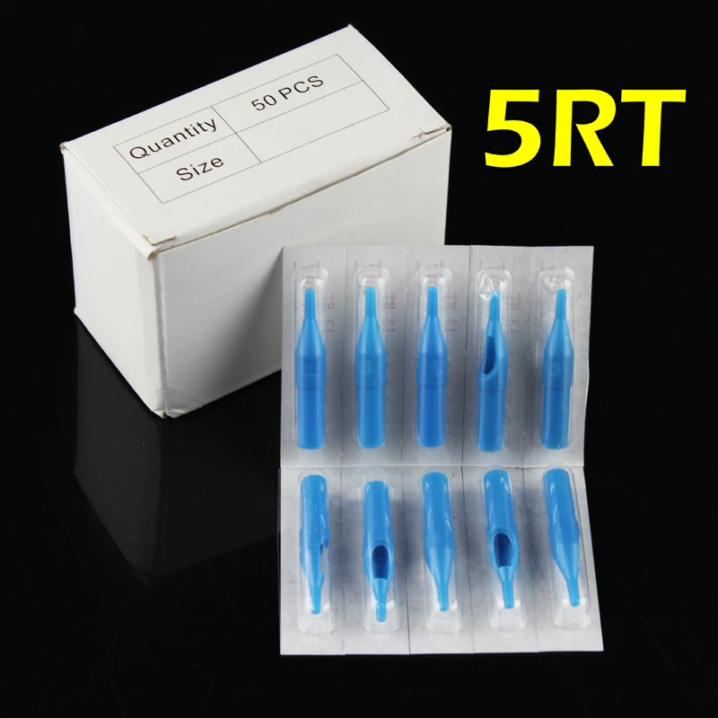 OPHIR 50 шт. 5RT синий круглый наконечник татуировки одноразовая насадка # TA031(5R)-50x |