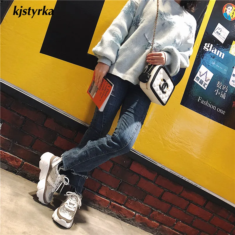 Kjstyrka/Коллекция года; модные кроссовки; женские кроссовки; basket femme blings; разноцветные женские туфли на танкетке с толстой подошвой