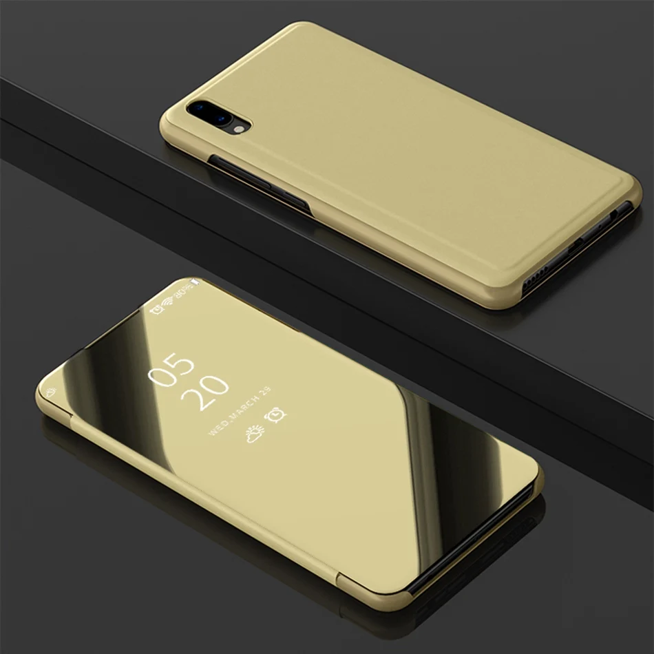 ДЛЯ VIVO V11/V11Pro Y83/Y81 Y71 чехол Роскошный умный зеркальный ЧЕХОЛ ДЛЯ VIVO IQOO V9/Y85 V7 Plus откидной кожаный чехол с подставкой - Цвет: Luxury Gold