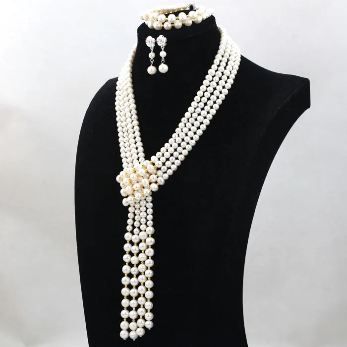 Романтический свадебный аксессуар набор ювелирных изделий свадебные белые