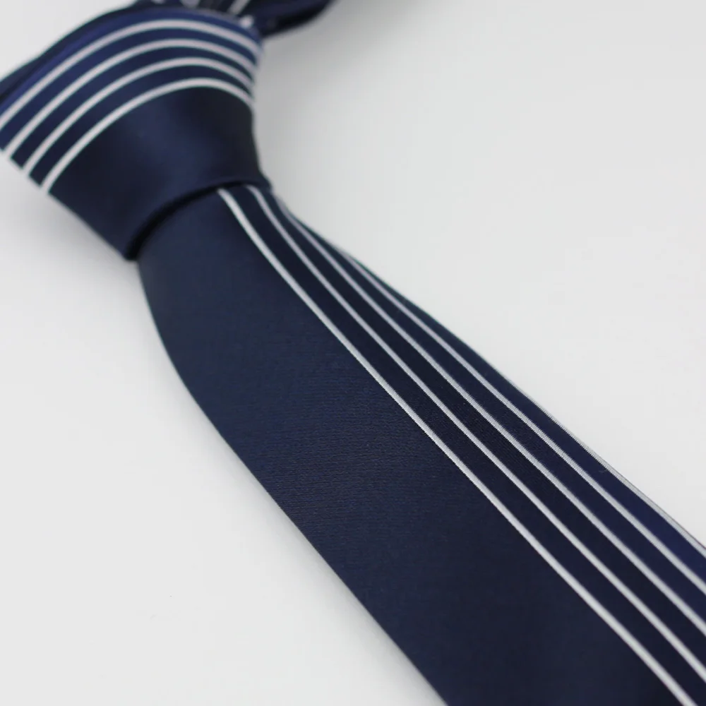 Ламмулин галстук мужской узкий новый дизайн синий с серебристыми вертикальными полосками тканый галстук скромный свадебный галстук 6см.