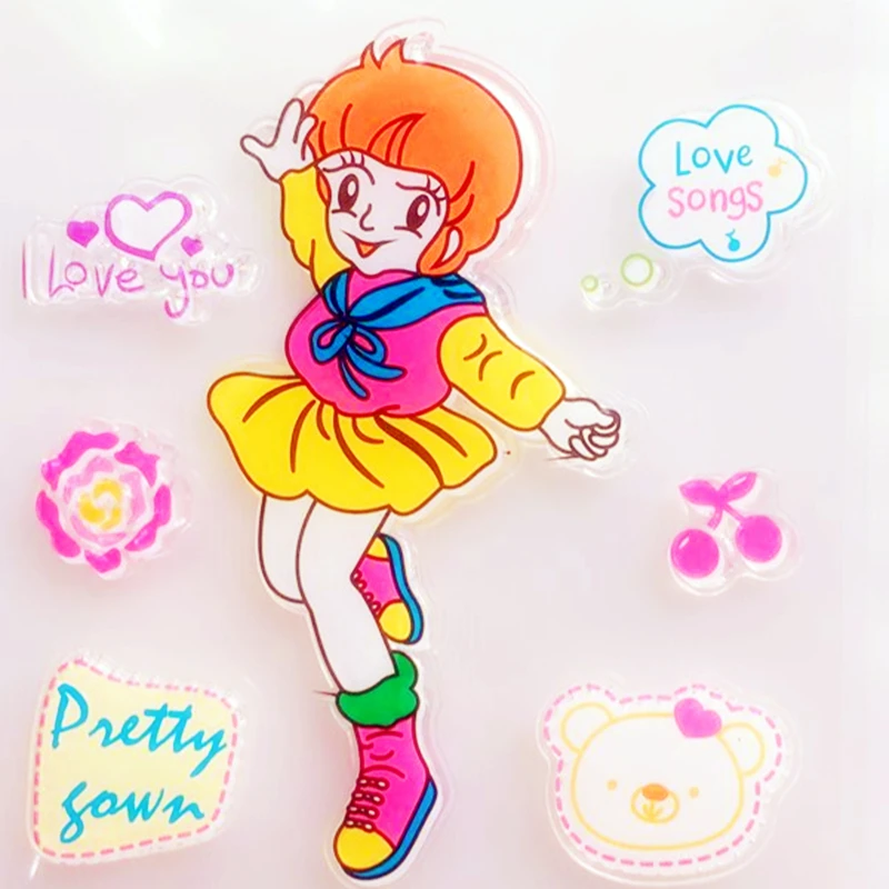 

YLCS423 Girl Silicone Clear Stamps For Scrapbooking DIY Photo Album Cards Decoration Craft Transparent Stamp Clear Stamp New
