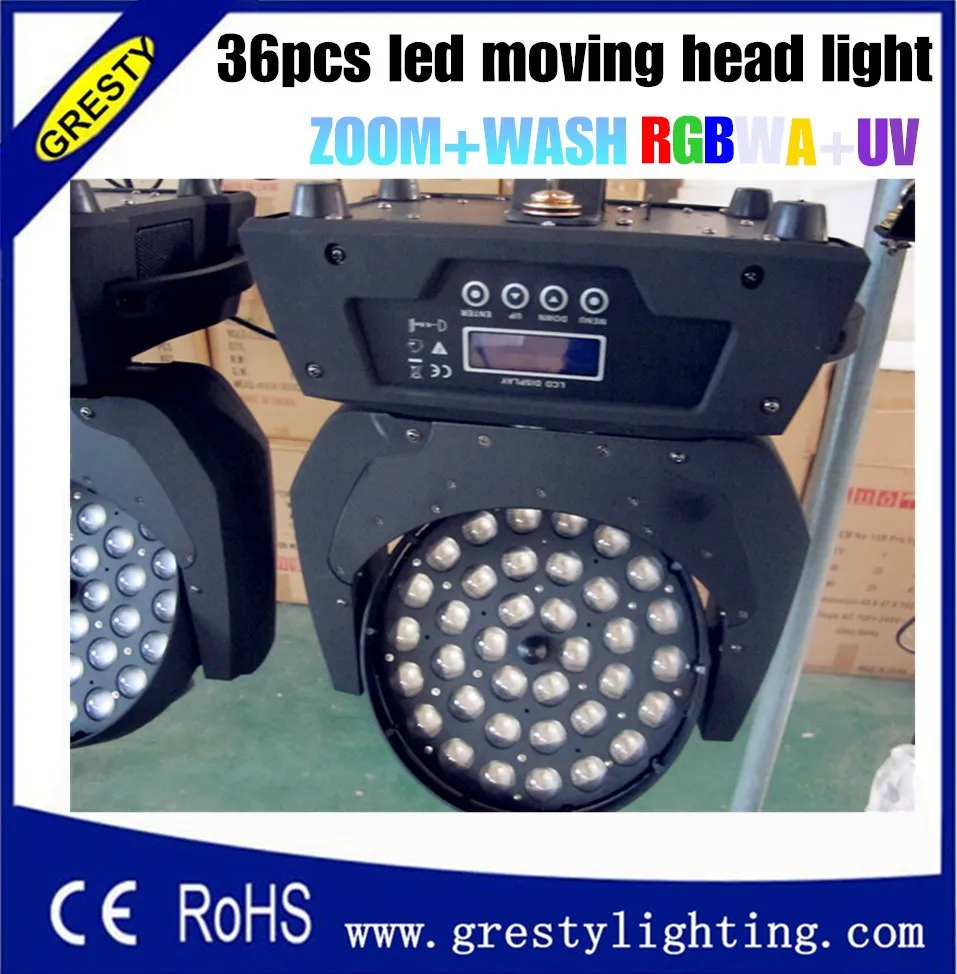 Подвижный головной светильник 36*18 Вт RGBWY УФ 6 в 1 zoom СВЕТОДИОДНЫЙ для dj сцены|beam moving