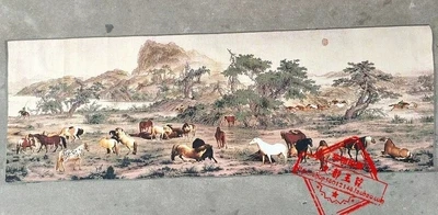 

Antique Collection Bath Horse Tu Su Embroidery Living Room Decoration Painting