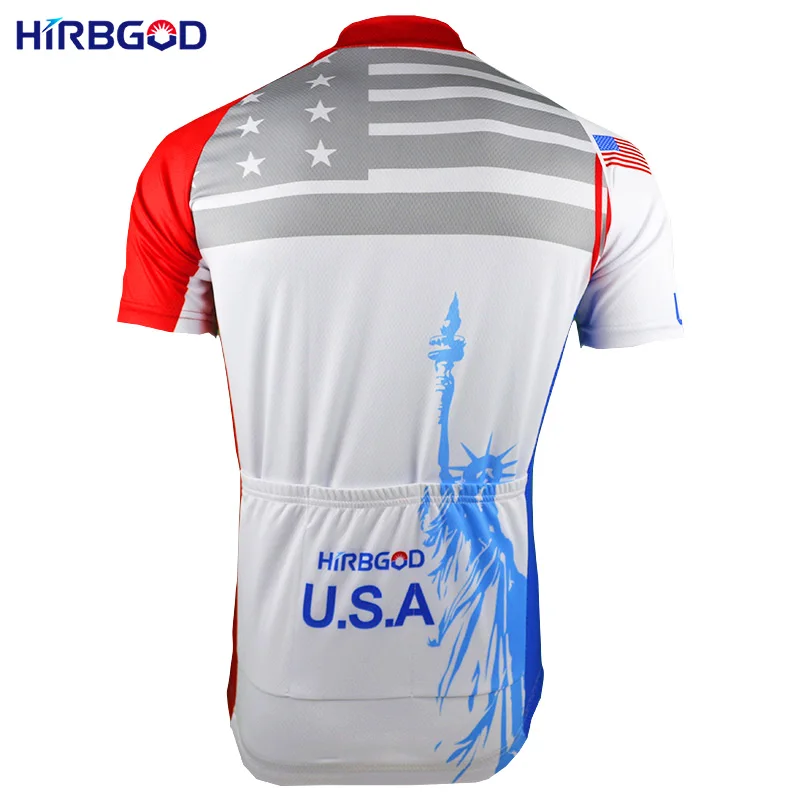 HIRBGOD статуя свободы США флаг полоса для мужчин Велоспорт Джерси с коротким