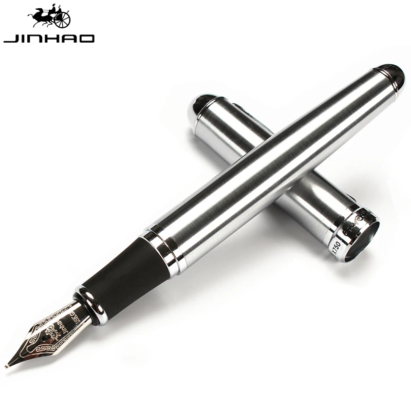 Jinhao X750 Нержавеющая сталь среднего серебра 18KGP перо перьевая ручка горячий