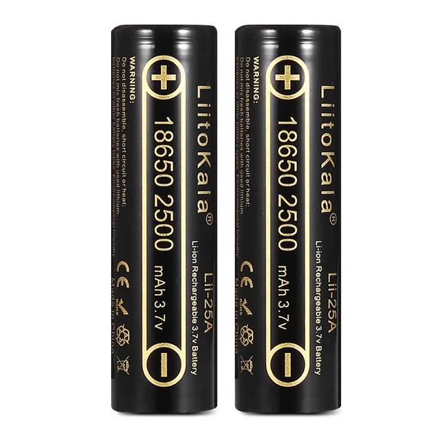 Литий ионный аккумулятор LiitoKala для электронных сигарет 2 шт. 3 6 В 18650 2500 мАч 20 А 35