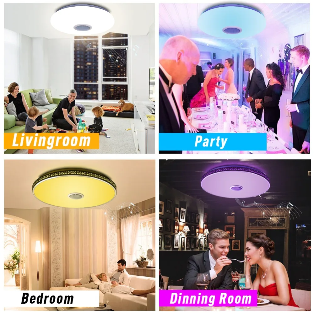 Современный потолочный светильник с Bluetooth динамиком и пультом дистанционного