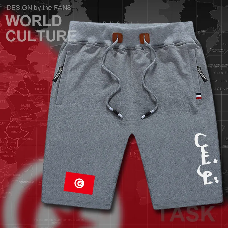 Мужские пляжные шорты TUN Arabic Tunisie спортивные с флагом и карманами на молнии для