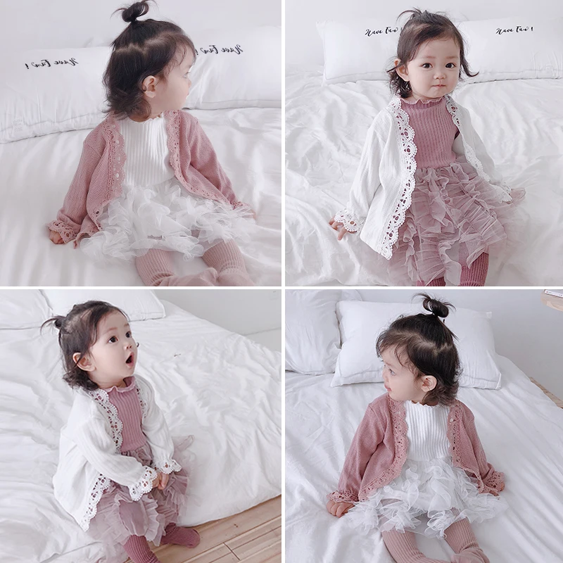 Для девочек Весенняя и летняя одежда Куртка кардиган 3 лет детский вязаный свитер