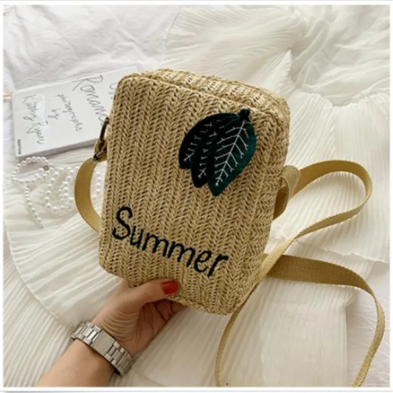 Женская богемная соломенная сумка через плечо новый тканый ротанг с буквенным