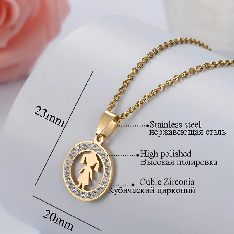 ZFVB Мода Для женщин глины кристалл девочек Ожерелья из нержавеющей стали Семья