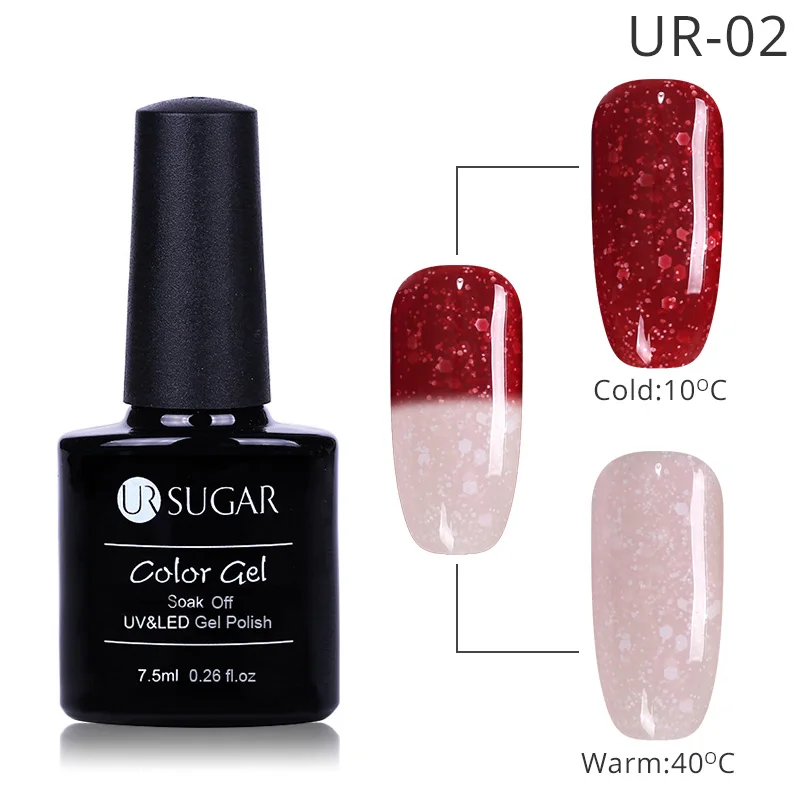 Snowy UR02 Ur Sugar, 3 цвета, Термальный Гель-лак для ногтей, изменение температуры, замочить, УФ Гель-лак для ногтей, 7,5 мл, маникюрный лак - Цвет: Snowy UR02