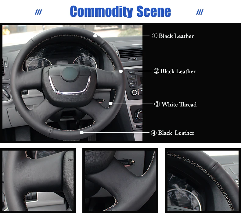 Черный натуральный кожаный чехол рулевого колеса автомобиля для Skoda Octavia Superb 2012 Fabia Skoda Octavia a5 2012 2013 Yeti 2009-2013