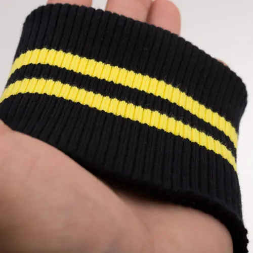 black light yellow 7*9 см полосатые трикотажные манжеты, отделка одежды, куртка, пальто хлопок стрейч мягкие запонки 1 пара - Цвет: black light yellow