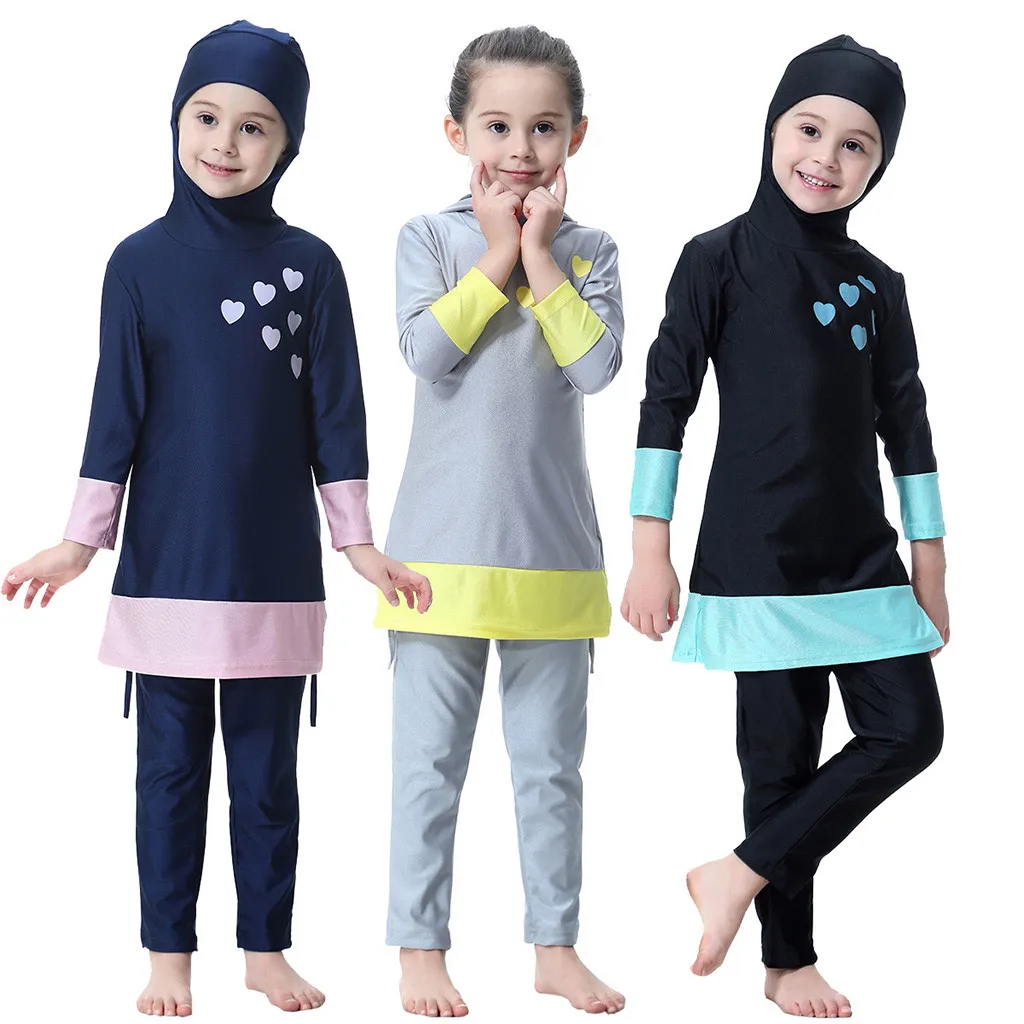 2PCS Kids Baby Girls Outfit Toddler Girl clothes set Floral Long Sleeve Swimsuit Swimwear Bathing Swimming Suit | Детская одежда и